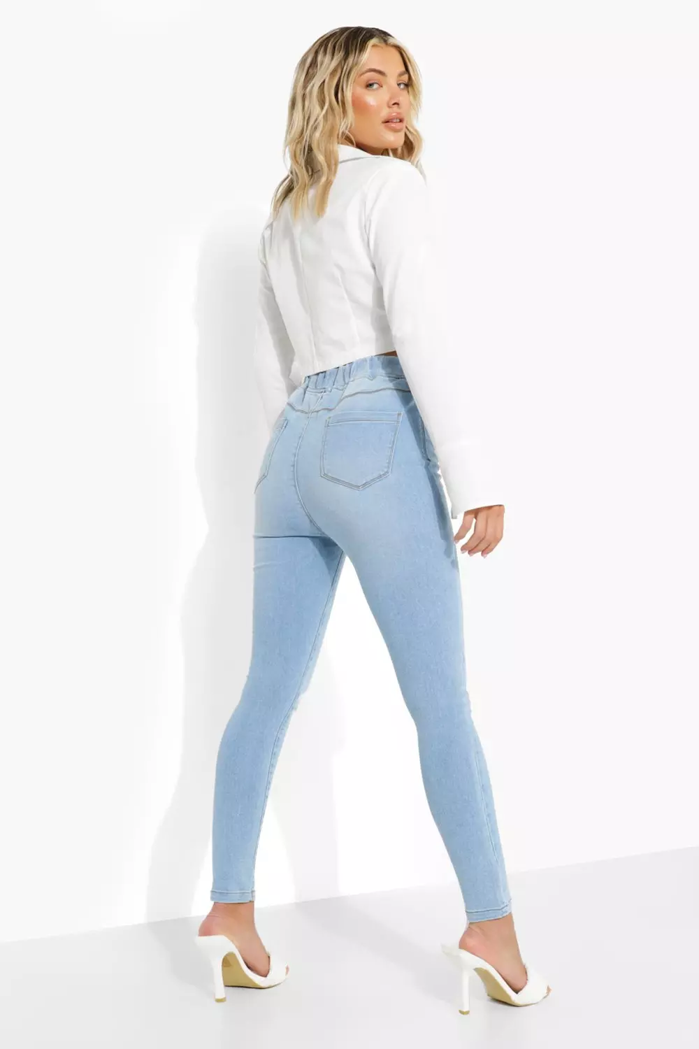 Light Wash High Waist Denim Jeggings
